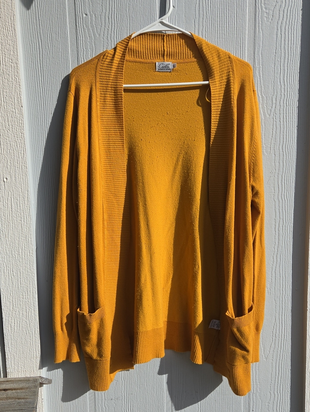 Cielo Women's Golden Yellow Open-Front Cardigan
